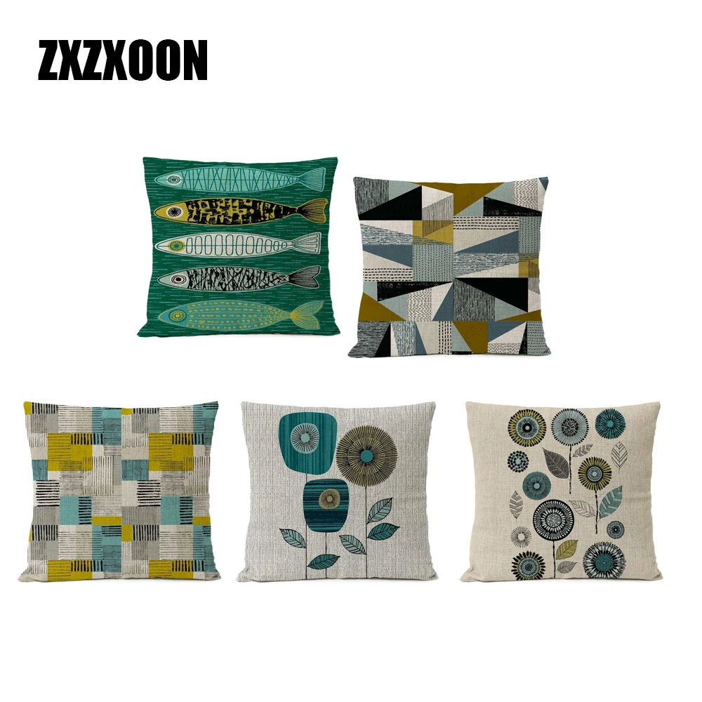 Decorative Throw Pillows Case Black White Flowers Plant Animals Fish Trees Sofa Home Cushion Cover for Living Room Decoration | Дом и сад