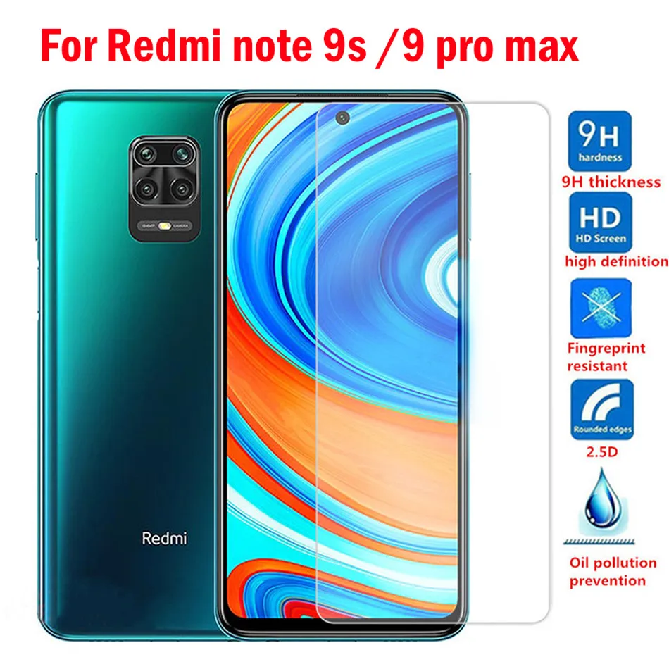 

Закаленное стекло для Xiaomi Redmi Note 9s 9 Pro Max, Защитная пленка для экрана на Redmi Note 9s 9 Pro Max
