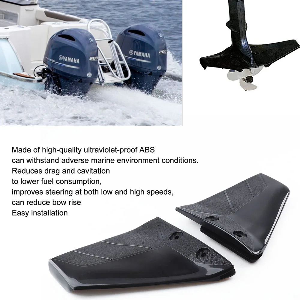 Small Hydrofoil Boat Motor Stabiliser Enigne Components 1 Pair for 4-50HP Outboard with Bolt Nut ABS Black Boat Parts