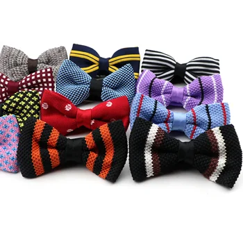 

Single Deck Men's Knitted Bowtie Leisure Striped Fashion Adjustable Butterfly Woven Designer Knitting Dress Knit Plaid Bow Tie