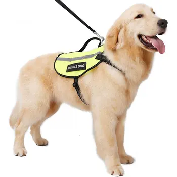 

Reflective Service Dog Vest Harness with Handle and 2 free removable patches Pet Breathable Service Mesh Coat