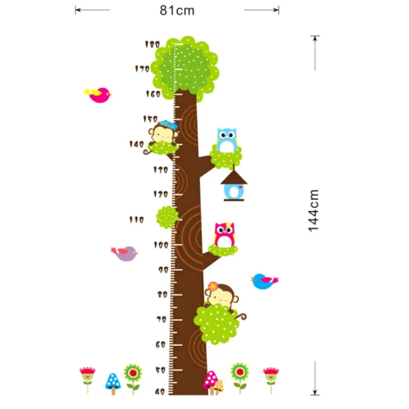 Настенные наклейки с изображением животных, дерева, высоты, для детской комнаты, таблица роста, детская спальня, детская комната, декор для комнаты, настенные наклейки