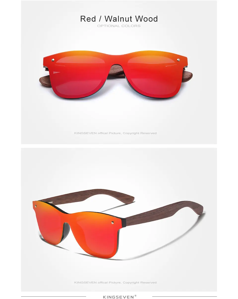 KINGSEVEN Men's Wooden Sunglasses Polarized Handmade UV400