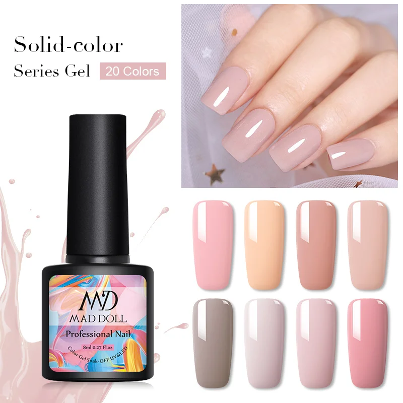 

MD MAD DOLL 8ml Solid-color Gel Polish Pink Color Series Soak Off UV Gel Varnish Long Lasting One-shot Nail Art Design Lacquer