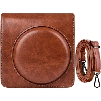 

Case Compatible for Fujifilm Instax Film Camera Square Sq6, Fuji Instant Cameras with Shoulder Strap (Brown）