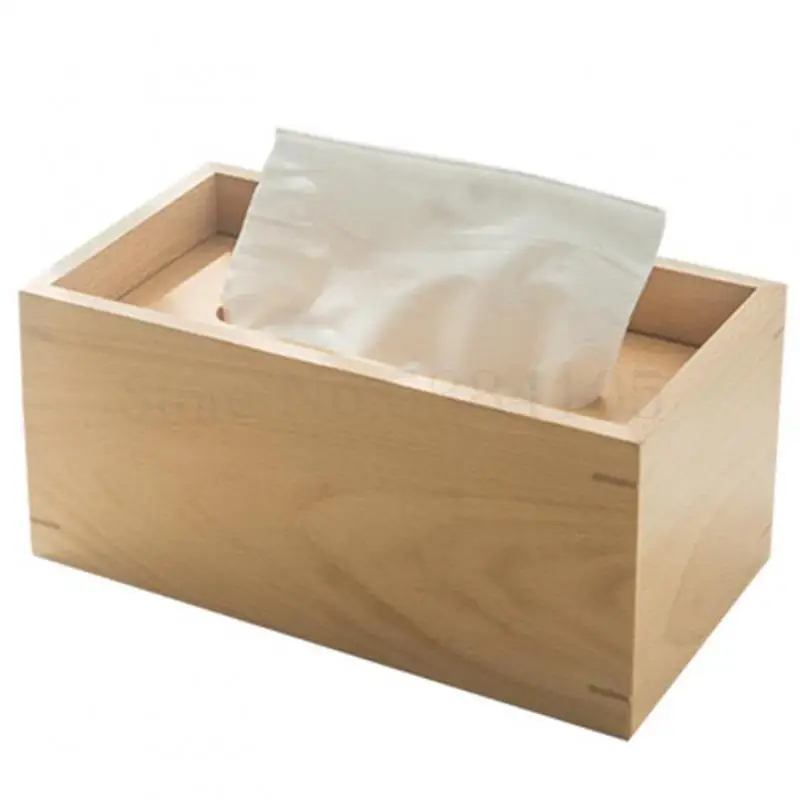 Solid Wood Creative Paper Towel Box Living Room Tea Table Bedside Office Desktop Simple Carton