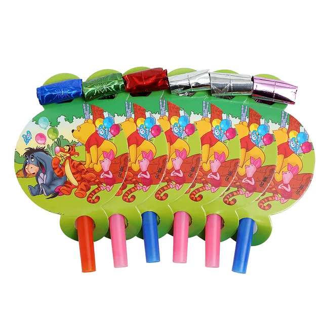 Disney Pooh Children's Birthday Party Supplies Party Tableware Set Paper Towel Tablecloth Paper Plate Knife Fork Spoon Set 6 pcs