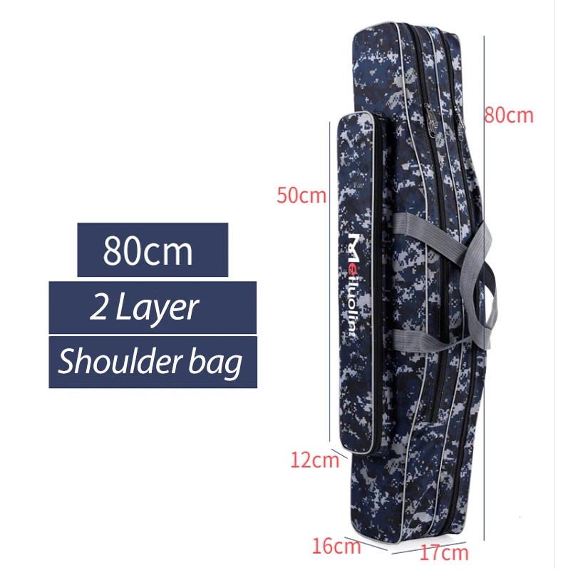 Bolsa de Pesca Equipamento de Pesca Vara de Peixe Bolsa de Armazenamento Multifuncional Camada 80 90 100 120 125 cm Carretel Isca Pólo Case Xa211g 2 - 3 2 ??_06