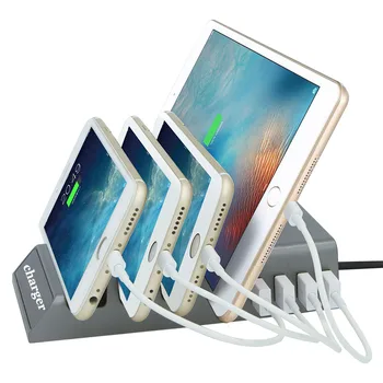 

Desktop 4 Port USB Charger Station Dock with Holder 5V2.4A*4 USB Charging Stand for iphone ipad PC Kindle Tablet HUAWEI Xiaomi