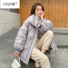 Korean Style Winter Women Down Jacket Oversize Loose Female Puffer Jackets Short Padded Solid Womens Down Coat