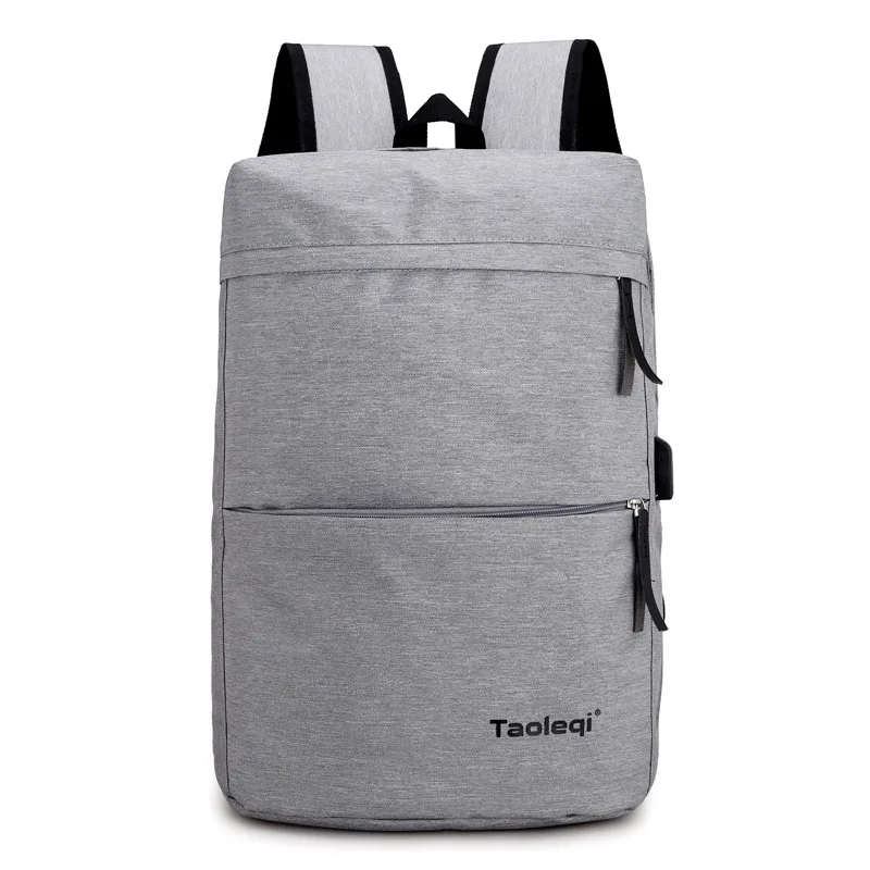 

Shop Agent Solid Color Laptop Backpack Charging USB Socket Customizable Casual Large Capacity Canvas Backpack