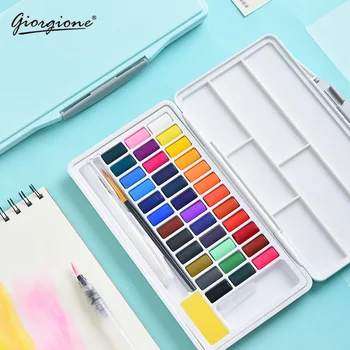 

24/36/48 Colors Solid Watercolor Painting Water Color Pigment Portable with Water Brush Pen Paint Art Supplies Watercolor Paint