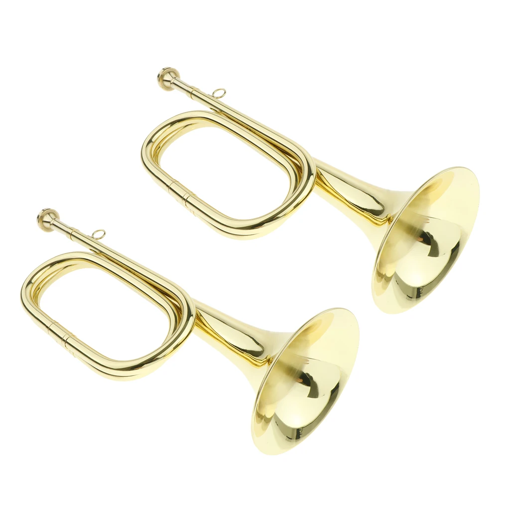 MagiDeal 2pcs Students Brass Bugle Cavalry Trumpet Musical Instrument