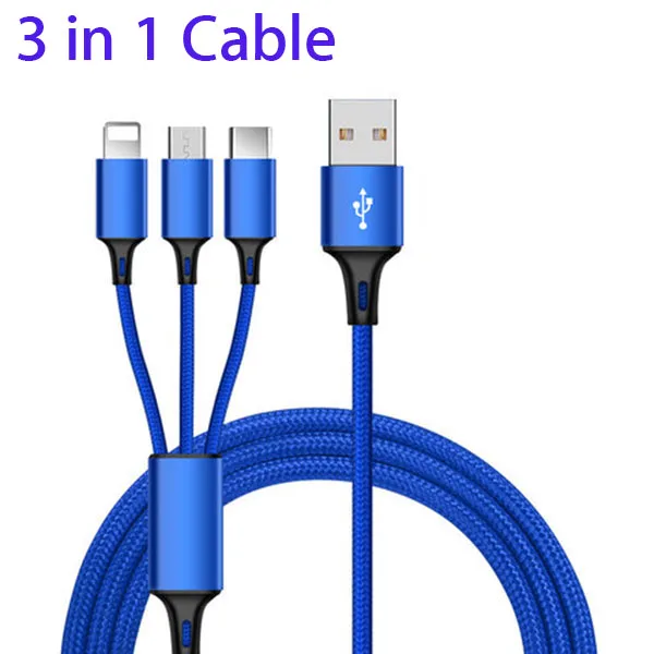 

3 In 1 Micro USB Type C multiple Charger Cable For huawei Y9 p smart honor 9x 8x 10 samsung a50 a70 S10 s8 s9 a5 a6 A3 A5 A7 A8