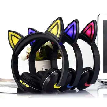 

Bright Light Cat Ear Headphones Bluetooth Wireless Cat Ear Stereo Gaming Headset