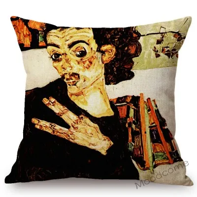 Австрия абстрактный экспрессиоизм искусство Эгон Schiele Обнаженная девушка сексуальное искусство Автопортрет картина маслом наволочки для диванной подушки наволочка
