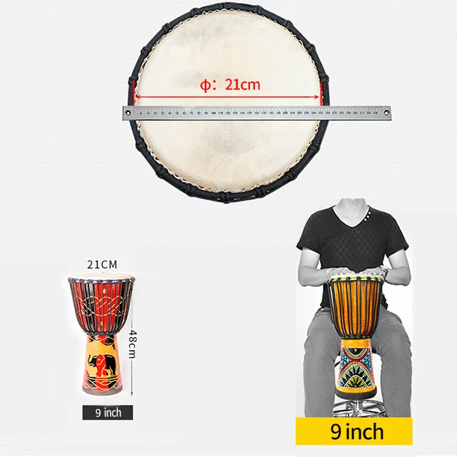 9 ''деревянный кожаный Djembe Африканский барабан(жажда)-слон