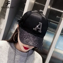 Women's Cap Rhinestone Sequin Letter Baseball Cap Summer Girls Female Snapback Hip Hop Caps Adjustable Sun Hat