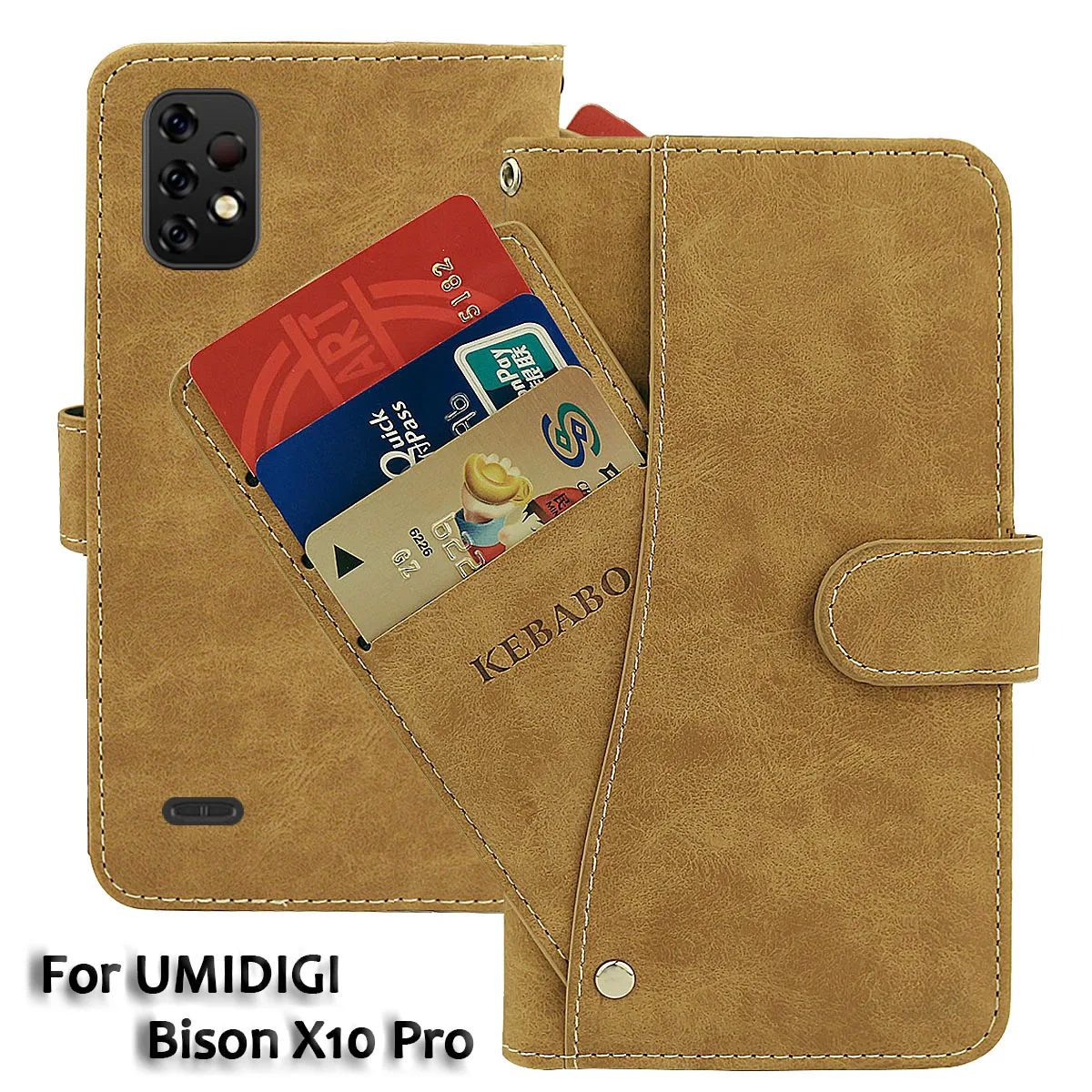 

Vintage Leather Wallet UMIDIGI Bison X10 Pro Case 6.53" Flip Luxury Card Slots Cover Magnet Phone Protective Cases Bags