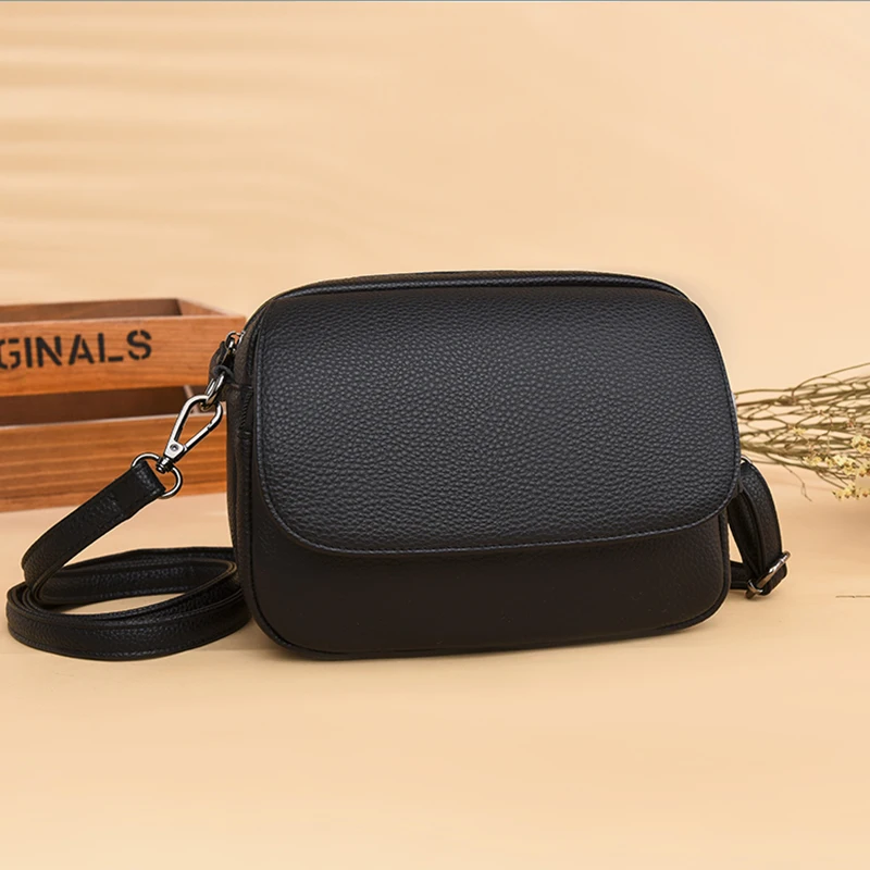 Genuine Leather Real Cowhide Women's Casual Fashion Bag Women Messenger Bag Small Shoulder Crossbody Bags for Women Handbags