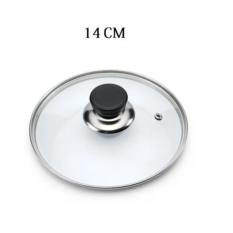 

14cm Cookware Parts Transparent Cover For The Frying Pan Saucepan Pot Tempered Glass Lid For Round Chef Wok Cooker With Knob