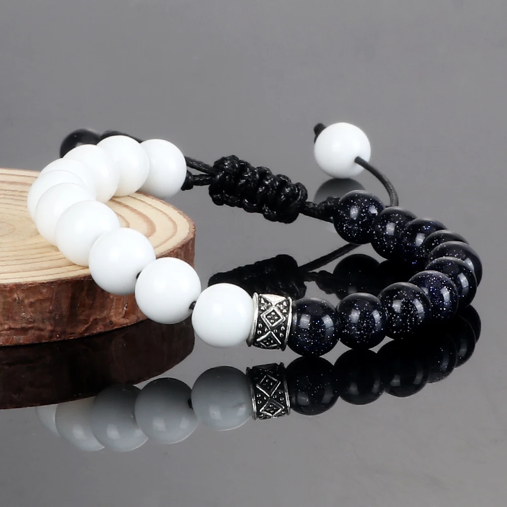 Men Women Beads Bracelet Handmade Natural Tiger Eye Lava Stone Onyx Strand Adjustable Yoga Energy Jewelry Stone Bead Bracelet Natural Stone Bracelet Beaded Bracelet