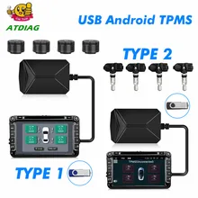 Android DVD TPMS USB Reifen Alarm Auto Tire Pressure Monitoring System 4 Reifen externe/innere Sensoren Temperatur Alarm innere