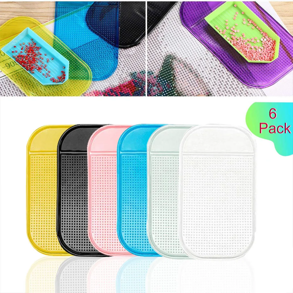 with 8 Diamond Trays SENHAI 8 Pieces Anti-Slip Tools Sticky Mat for Diamond Painting Non-Slip Universal Gel Pad for Fixing Trays 5D Diamond Painting Accessories for Kids or Adults 