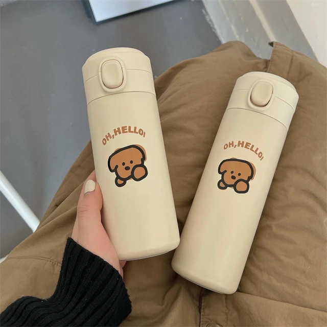 380ml Kawaii Water Thermal Bottle Insulated Stainless Steel Coffee Tea  Thermal Cup Tumbler With Straw Drinking Bottle GirlGift