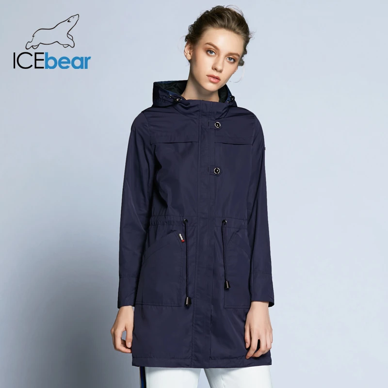 Acheter ICEbear 2019 nouveauté automne Trench Coat couleur unie femme mode mince manteaux col rond automne Trench Coat B17G123D