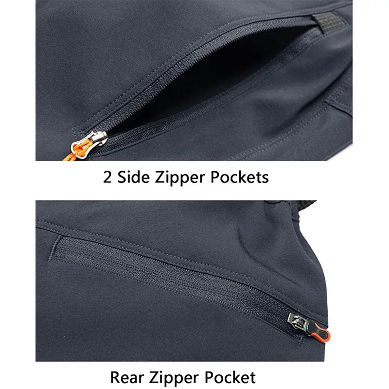 Men Tactical Trekking Pants with Zipper Pockets Outdoor Ripstop Hiking Trousers