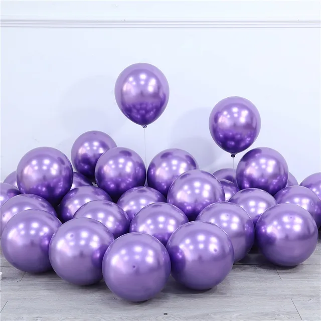 20pcs 12inch New Glossy Baby Pink Metal Pearl Latex Balloon Rose Gold Thick Chrome Metallic Globos Wedding Birthday Party Decor purple 2