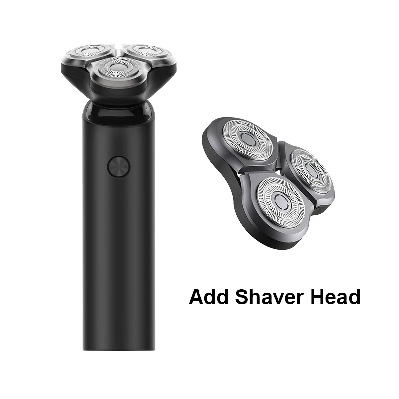 Add Shaver Head Xiaomi Mijia электробритва S500 бритва 3 головки сухой влажный станок для бритья триммер для бороды моющееся лезвие светодиодный дисплей - Цвет: Add Shaver Head