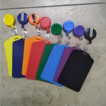 

200 PCS No Zipper Cheap Bank Credit Card Holders Bus ID Card Holders Identity Badge with Retractable Reel Tag Office Supplies