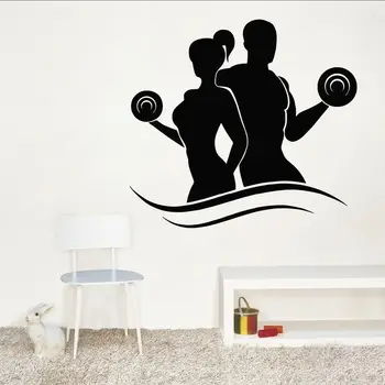 

Removable sports decals for Living Room Sport Wall StickerS Fitness Bodybuilding Dumbell Barbell Gym Vinyl Decal Art Stickers