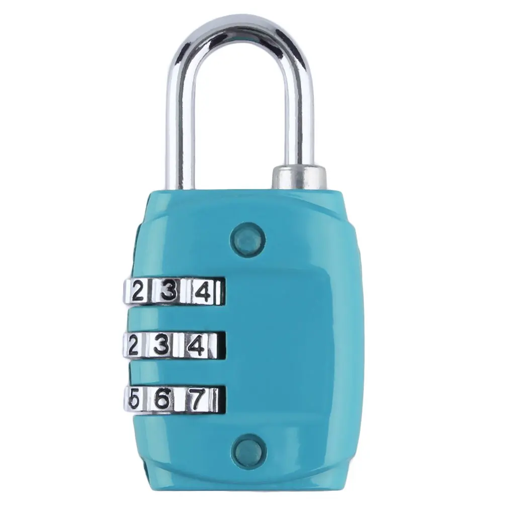 blue Zinc Alloy Security 3 Digit Dial Combination Code Number Lock Padlock For Luggage Zipper Backpack Handbag Suitcase Drawer - Цвет: blue