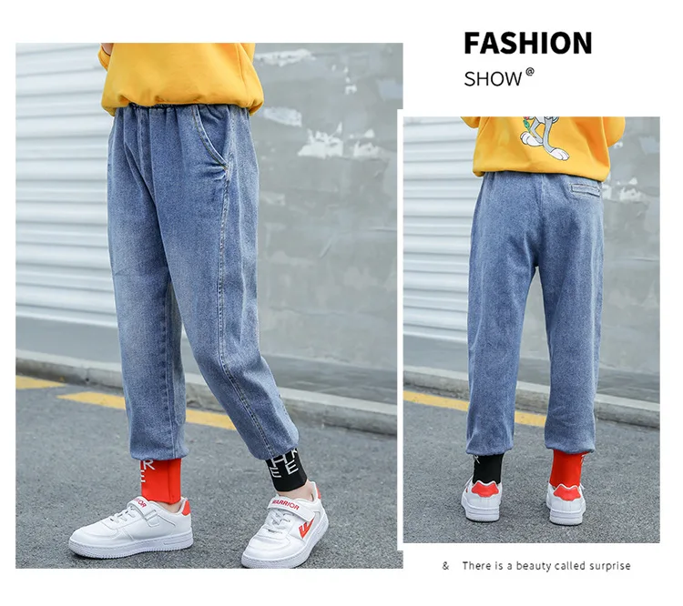 Girls Jeans for kids Pants Autumn Children Clothing fashion sport Jeans 6 8 10 12 14 years Big girl jeans teenage trousers