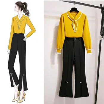 

Fp2905 2019 new autumn winter women fashion casual 2pieces set suit korea leisure