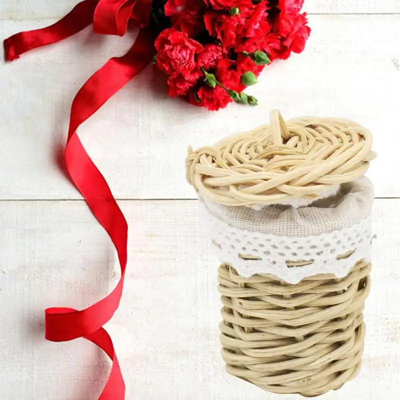 Dongzhur 1:12 Dollhouse Dollhouse Simulation Model Mini Lace Bamboo Basket With Covered Mini Ornaments