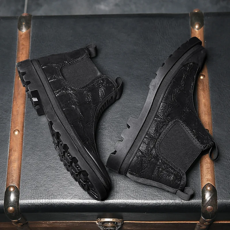 

Autumn And Winter Martin Boots Men's Fashion Chelsea Boots plus Velvet Warm Cotton Boots New Style Hight-top Men's Boot