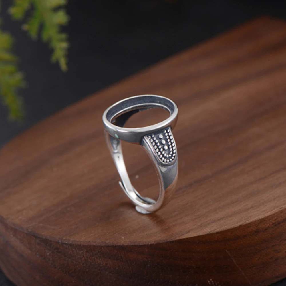 Ring Blank (10x14mm Oval Blank) Adjustable Thai Sterling Silver Ring Base Oval Cabochon Ring Setting R934B