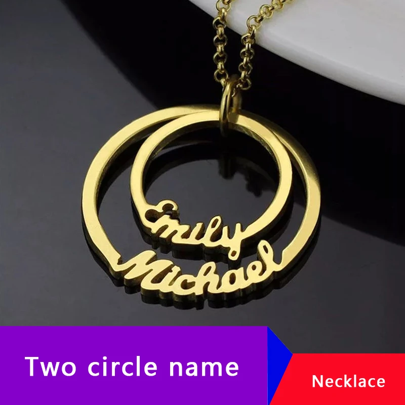 SADNESS N Silver Tone Personalized Name Necklace Circle Pendant Necklace 