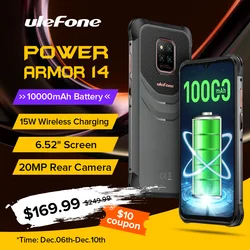 Ulefone Power Armor 14 Rugged Phone 10000mAh Android 11 2.4G/5G WLAN cellphone Global Version NFC Smartphone Wireless charging
