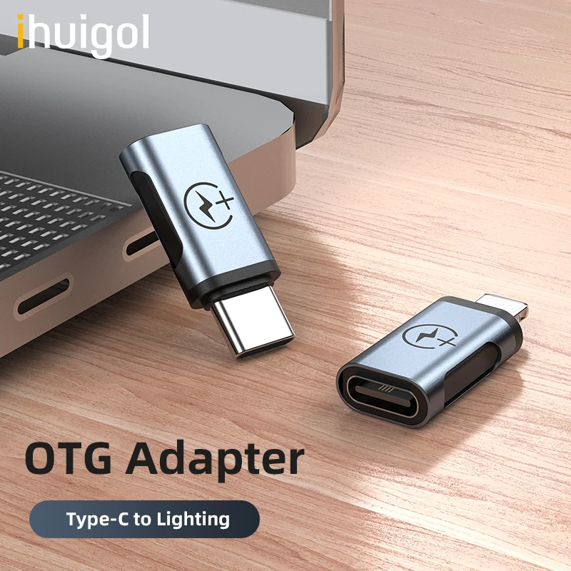 Переходник ihuigol Mini OTG с Type c на Lighting Male для iPhone 11 Pro Max USBC Разъем Samsung S9 S10 зарядный
