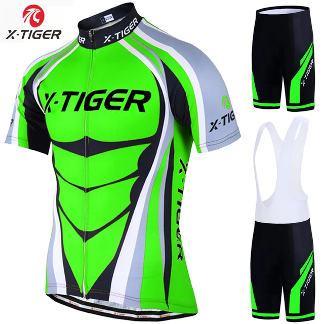 US $25.04 X-Tiger Flour Green Cycling Jerseys Set Mountain Bike Clothes Sportswear Racing Bicycle Cycling Clo