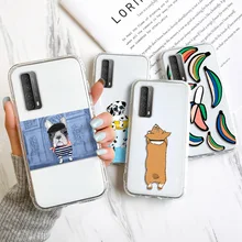 Etui na psa dla Huawei P30 Pro etui P50 P40 Lite twarde Fundas Honor 8X 9A 20 10X 30 Lite Nova 5T osłona obiektywu tanie tanio CN (pochodzenie) Częściowo przysłonięte etui Cute Dog Lens Protective Case For Huawei Y9 Prime 2019 Case Y6P W stylu rysunkowym