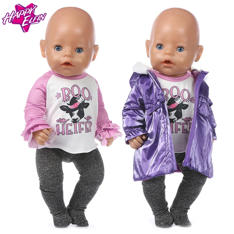 

Fit 17 inch 43cm Born New Baby Doll Clothes Accessories Purple Red Pink Plush Down Suit For Baby Birthday Gift