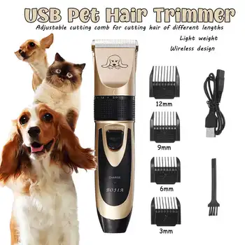

Electrical Pet Hair Trimmer Rechargeable Pet Dog Cat Low-noise Hair Clipper Grooming Shaver Cut Machine Set +Spare Blade