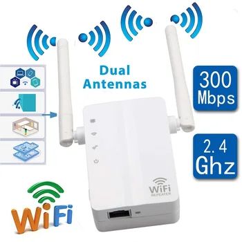 

Fast Speed 300Mbps Wireless-N With WPS Internet Range Extender 2.4GHz WiFi Repeater Dual Antenna Signal Booster Network Router