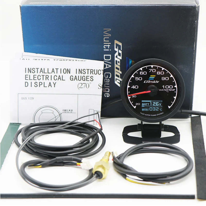 GReddi Multi D/A LCD Digital Display Greddi Gauge Turbo Boost Turbine Tachometer Car Console General Instrument 7 Color 62mm